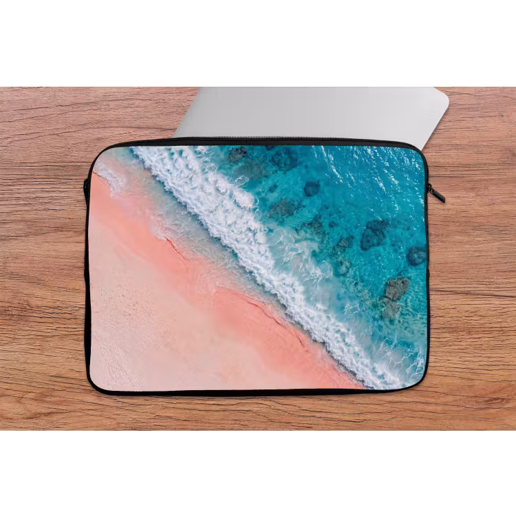 Strand - Oceaan - Golven - Roze Zand - Natuur laptophoes neopreen klein -tafel