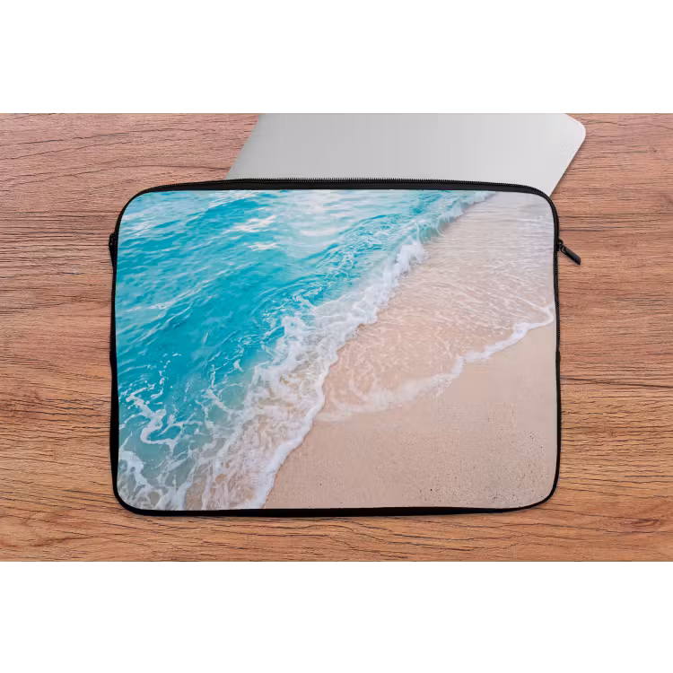 Strand - Zee - Golf - Natuur - Blauw laptophoes neopreen klein -tafel