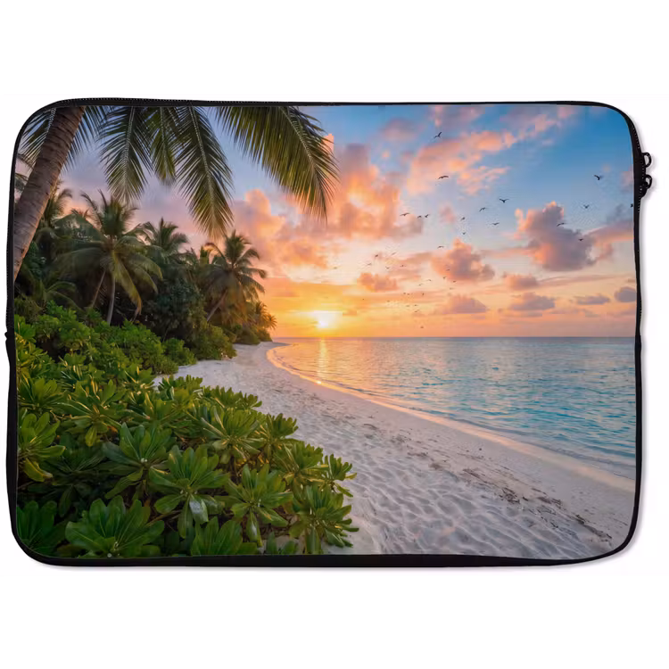 Strand - Zonsondergang - Palmbomen - Tropisch - Natuur laptophoes neopreen klein -zkaufland3dotto