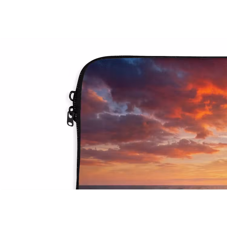 Strand - Zonsondergang - Zee - Natuur - Oranje laptophoes neopreen klein -detail