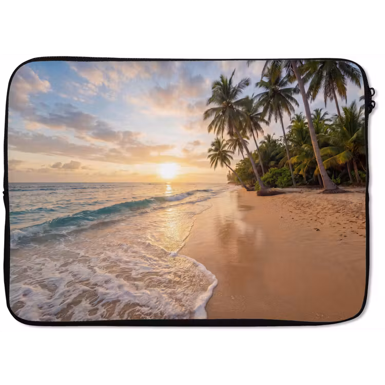 Strand - Zonsondergang - Tropisch - Natuur - Goud laptophoes neopreen klein -zkaufland3dotto
