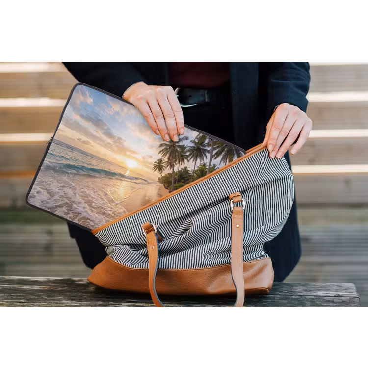 Strand - Zonsondergang - Tropisch - Natuur - Goud laptophoes neopreen klein -tas