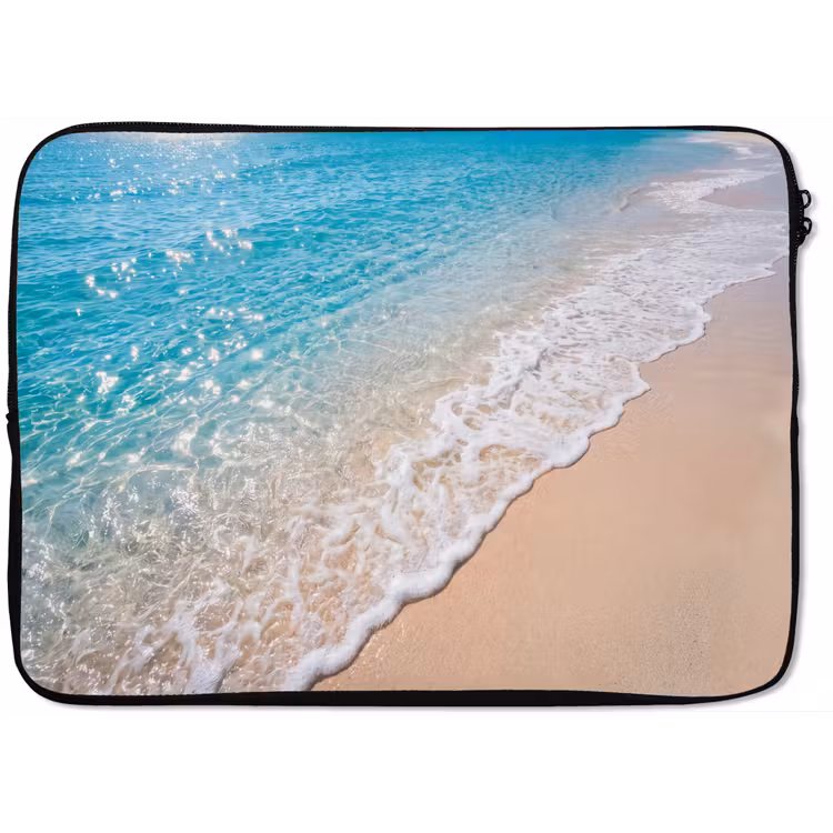 Strand - Water - Natuur - Blauw - Beige laptophoes neopreen klein -zkaufland3dotto