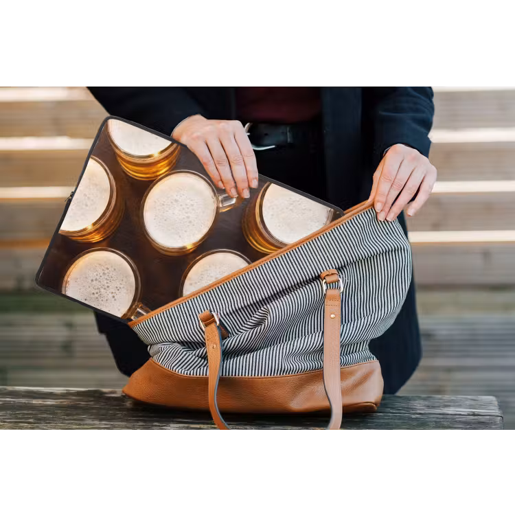 Bier - Glazen - Schuim - Hout - Drank laptophoes neopreen klein -tas