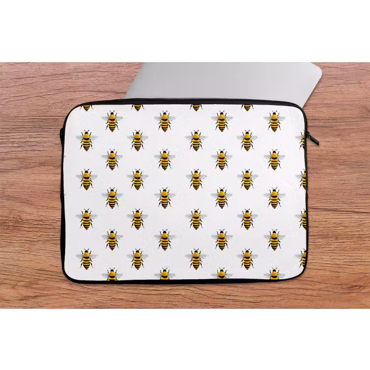 Bijen - Tijdloos - Wit laptophoes neopreen klein 279 -tafel