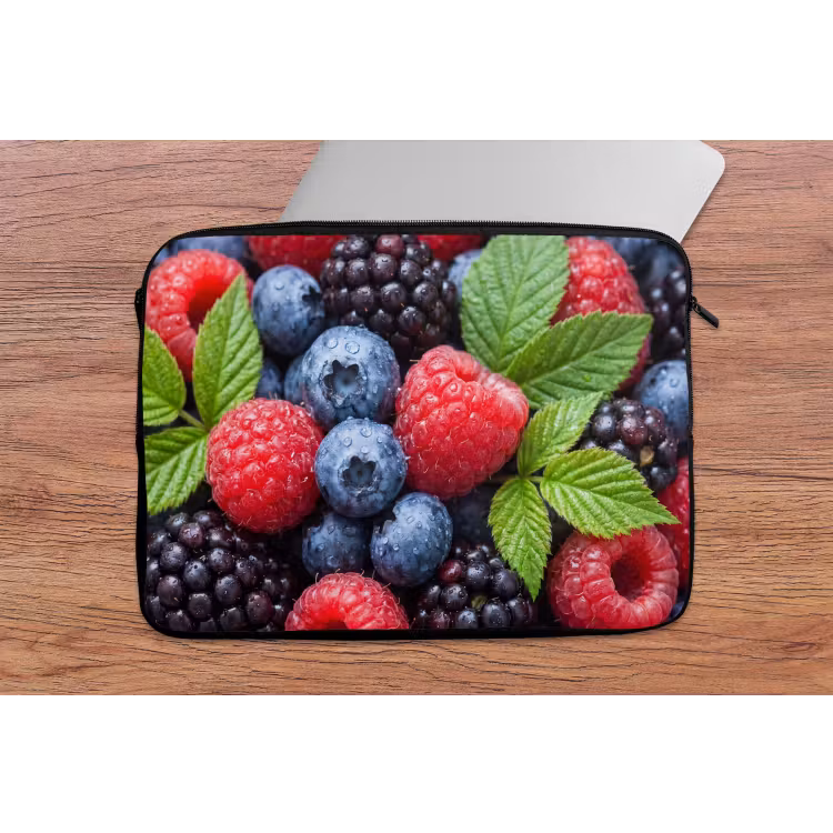 Bessen - Vers - Waterdruppels - Kleurrijk - Eten laptophoes neopreen klein -tafel