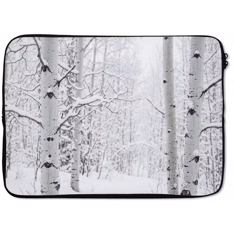 Berkenbomen - Sneeuw - Winter - Bos - Wit laptophoes neopreen klein -zkaufland3dotto