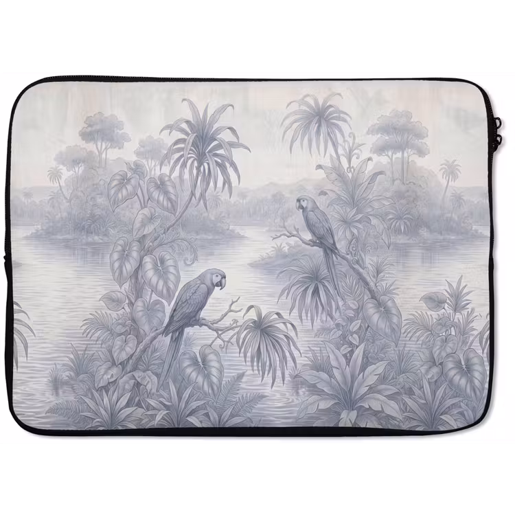 Vogel - Rivier - Tropisch - Illustratie - Blauw laptophoes neopreen klein -zkaufland3dotto