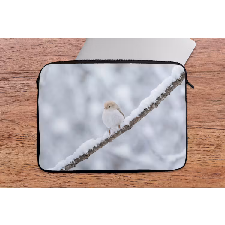 Vogeltje - Sneeuw - Tak - Winter - Zacht laptophoes neopreen klein -tafel