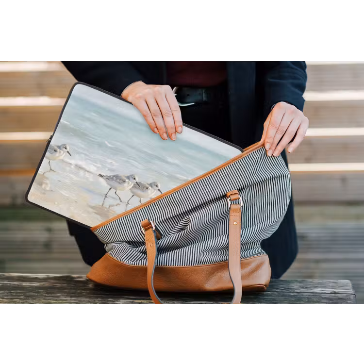 Vogels - Strand - Zee laptophoes neopreen klein -tas