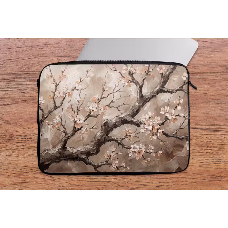 Bloesem - Takken - Schilderij - Beige - Serene laptophoes neopreen klein -tafel