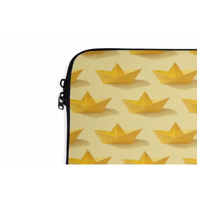 Bootjes - Origami - Creatief - Geel laptophoes neopreen klein 279 -detail