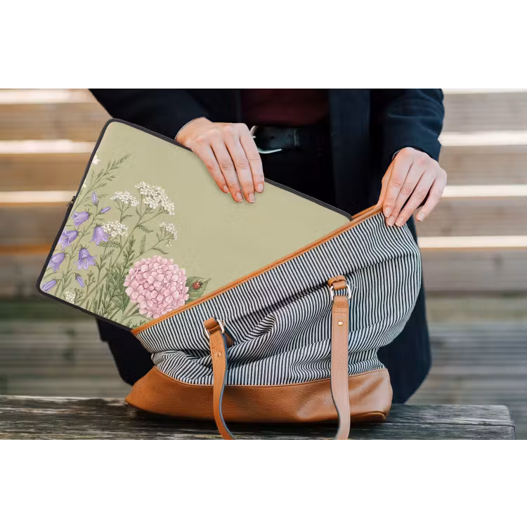 Botanisch - Bloemen - Kleurrijk laptophoes neopreen klein -tas