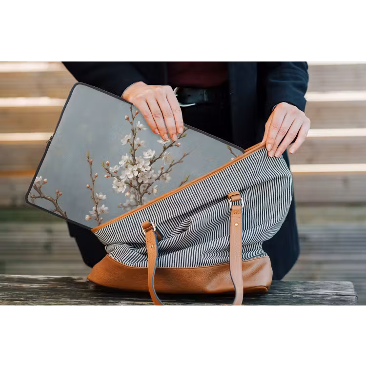 Botanisch - Stilleven - Blauw laptophoes neopreen klein -tas