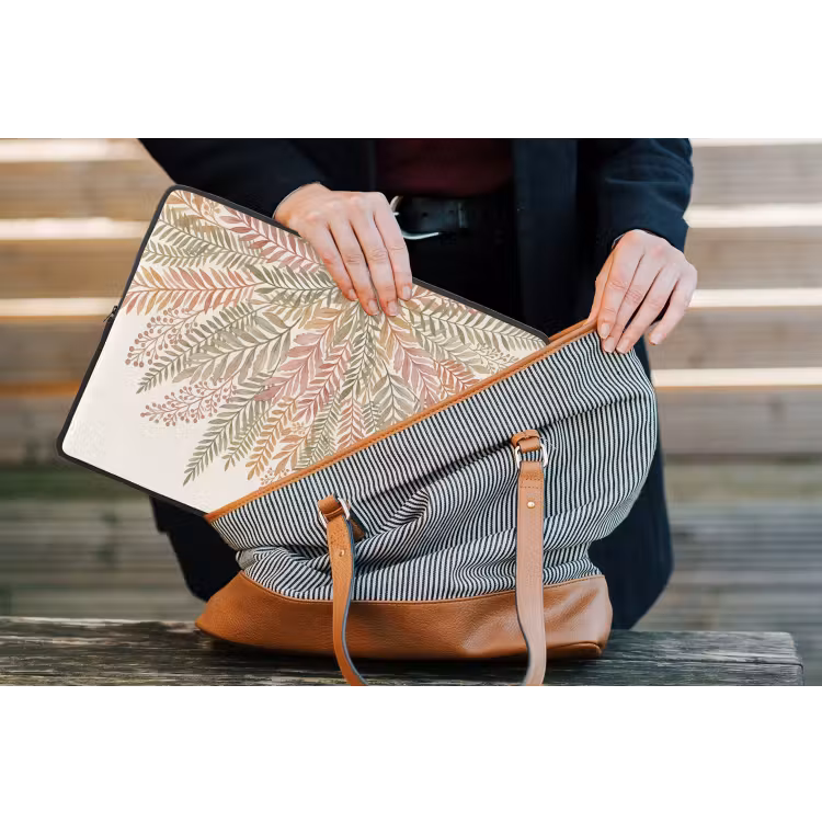 Botanisch - Aquarel - Kleurrijk laptophoes neopreen klein -tas