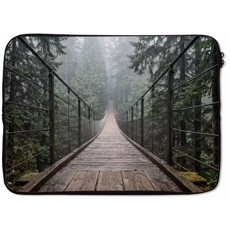Brug - Bos - Mist - Natuur laptophoes neopreen klein -zkaufland3dotto