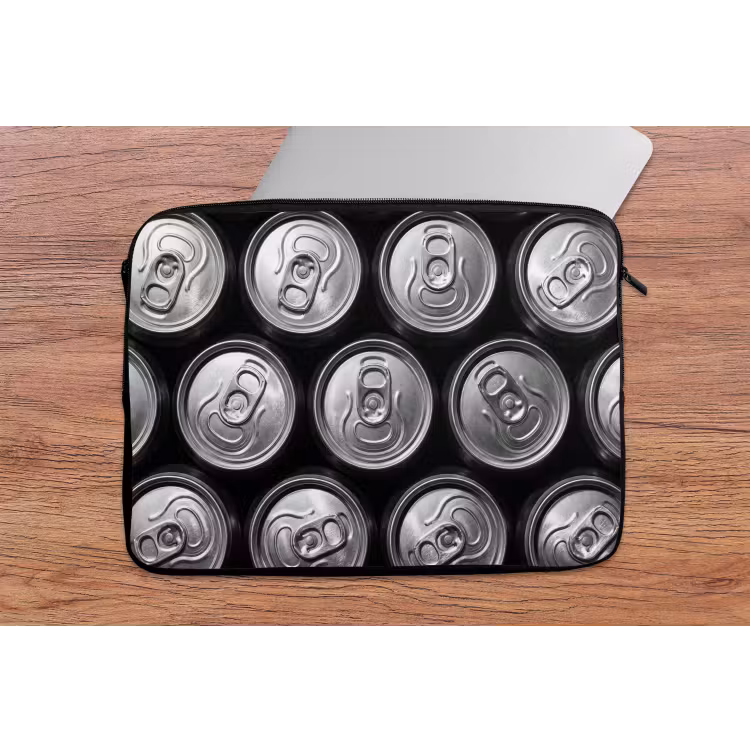 Blikjes - Aluminium - Patroon - Industrieel - Zilver laptophoes neopreen klein -tafel