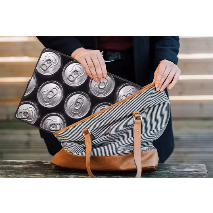 Blikjes - Aluminium - Patroon - Industrieel - Zilver laptophoes neopreen klein -tas
