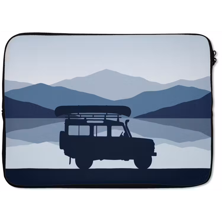 Auto - Meer - Bergen - Blauw laptophoes neopreen klein -zkaufland3dotto