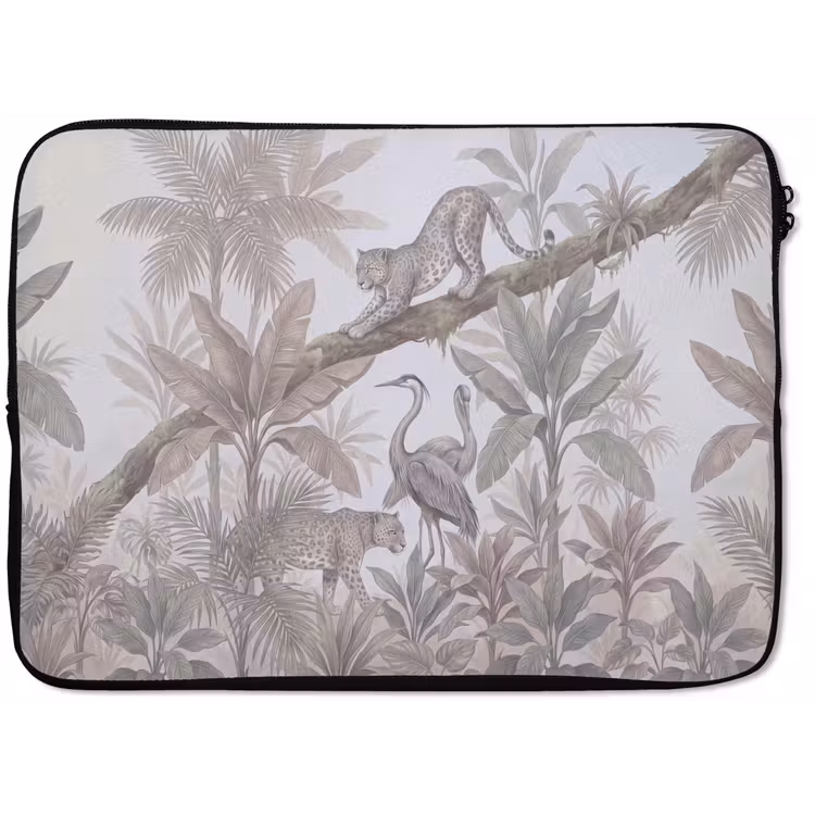 Kat - Vogel - Jungle - Illustratie - Dieren laptophoes neopreen klein -zkaufland3dotto