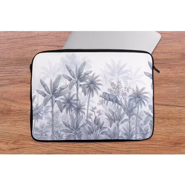 Kat - Tropisch bos - Modern - Grijs laptophoes neopreen klein -tafel