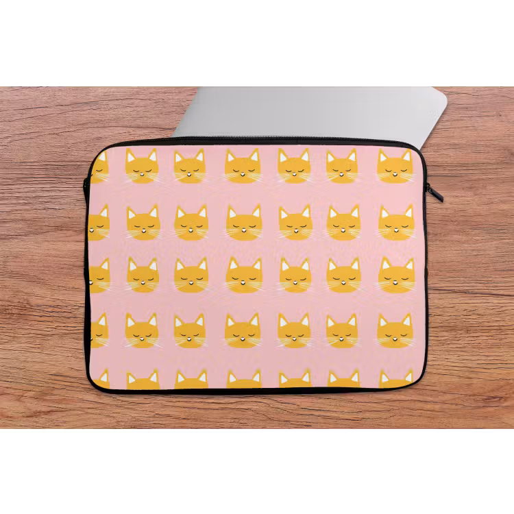 Katten - Patroon - Roze laptophoes neopreen klein 279 -tafel