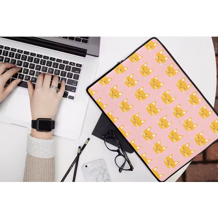 Katten - Patroon - Roze laptophoes neopreen klein 279 -bureau