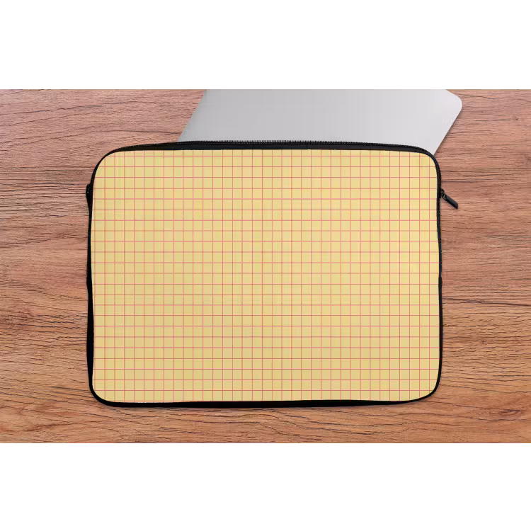 Ruitjes - Grid - Minimalistisch - Geel - Roze laptophoes neopreen klein 279 -tafel
