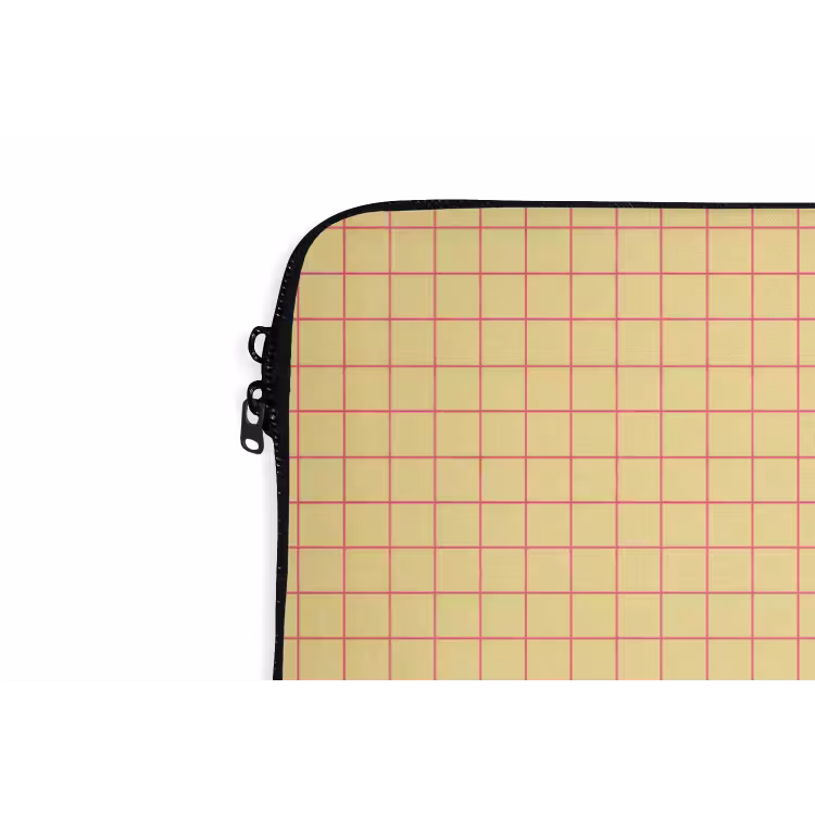 Ruitjes - Grid - Minimalistisch - Geel - Roze laptophoes neopreen klein 279 -detail