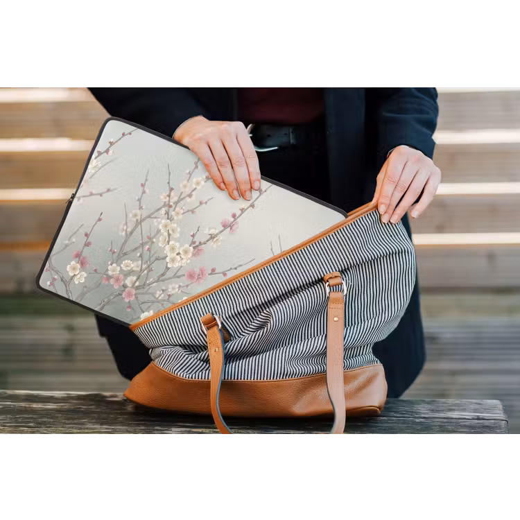 Kersen - Bloesem - Groen laptophoes neopreen klein -tas