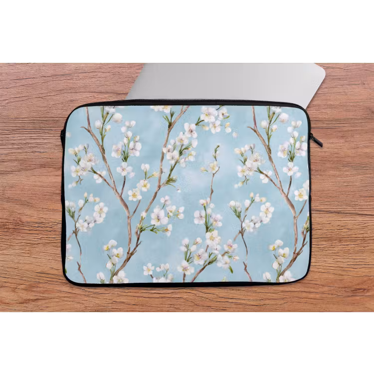Kersenbloesem - Textuur - Blauw laptophoes neopreen klein 279 -tafel