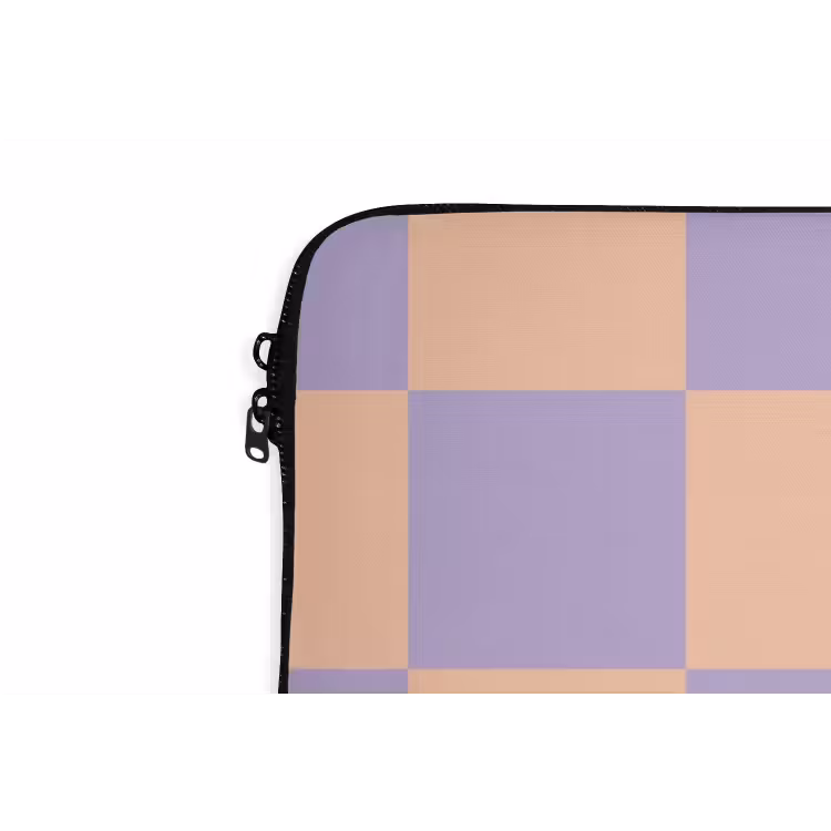 Schaakbord patroon - Paars - Roze - Blokjes laptophoes neopreen klein -detail