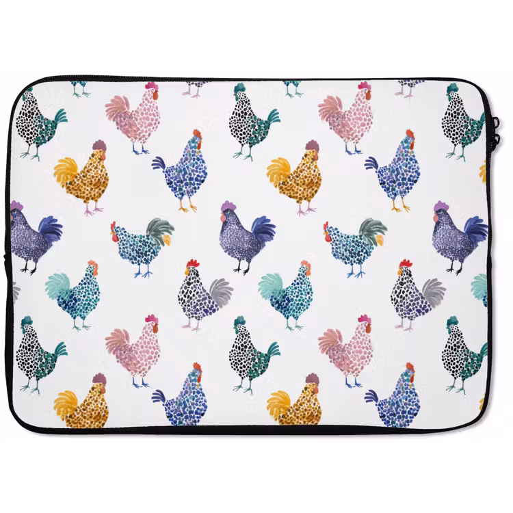 Kippen -Aquarel - Kleurrijk laptophoes neopreen klein 279 -zkaufland3dotto
