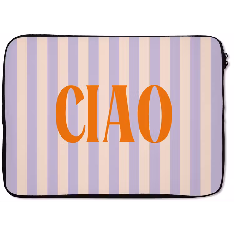 Ciao - Quote - Pastel - Strepen laptophoes neopreen klein -zkaufland3dotto