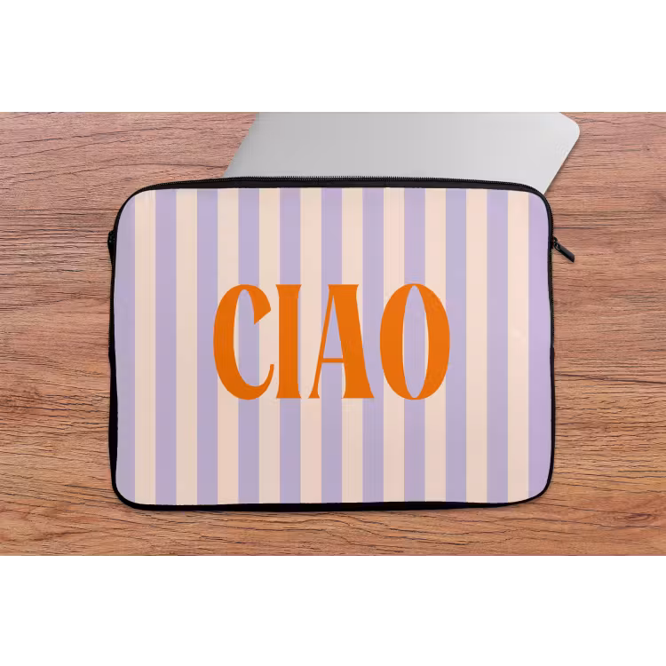 Ciao - Quote - Pastel - Strepen laptophoes neopreen klein -tafel