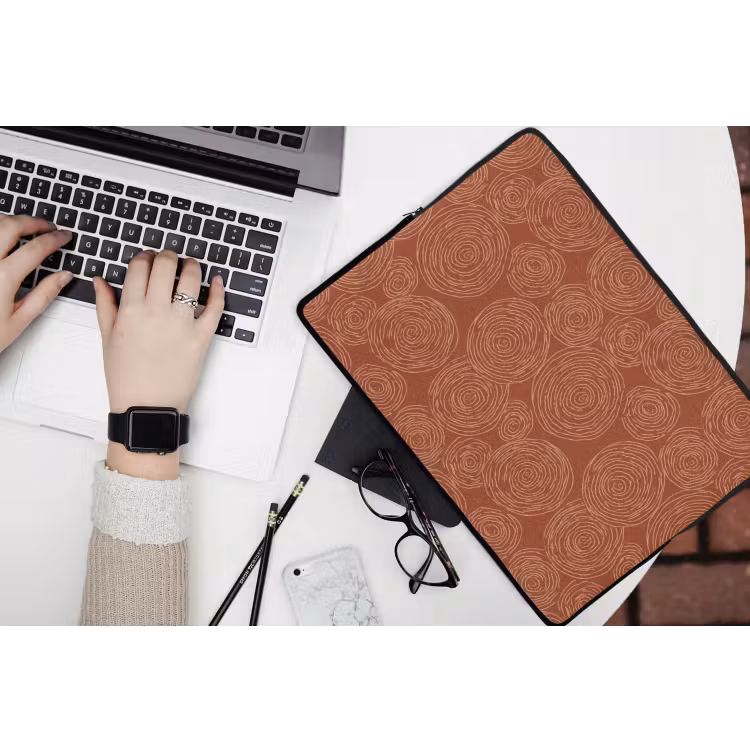Cirkels - Abstract - Artistiek - Terracotta laptophoes neopreen klein 279 -bureau