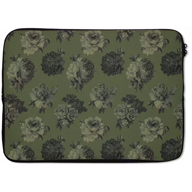 Klassiek - botanisch - olijfgroen - bloemen laptophoes neopreen klein 279 -zkaufland3dotto