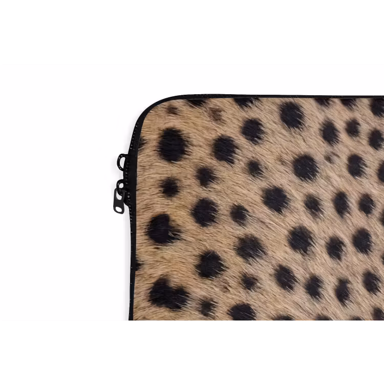 Vacht - Jachtluipaard - Zwart - Wit laptophoes neopreen klein -detail