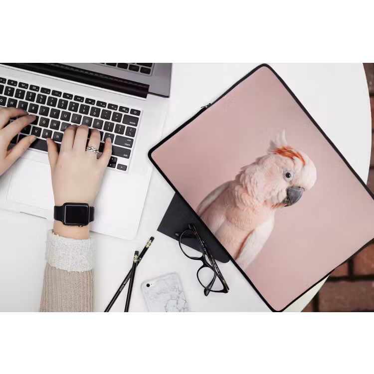 Kaketoe - Portret - Roze laptophoes neopreen klein -bureau