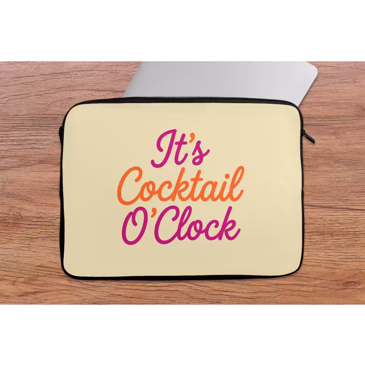Cocktail O'Clock - Geel - Retro laptophoes neopreen klein -tafel