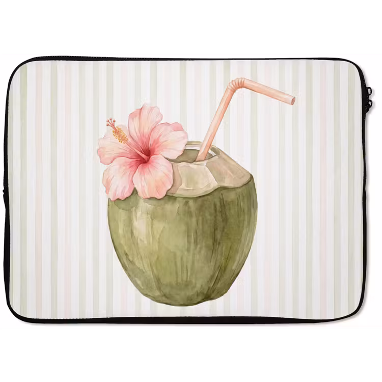 Kokosnoot - Drank - Tropisch - Illustratie - Zomer laptophoes neopreen klein -zkaufland3dotto