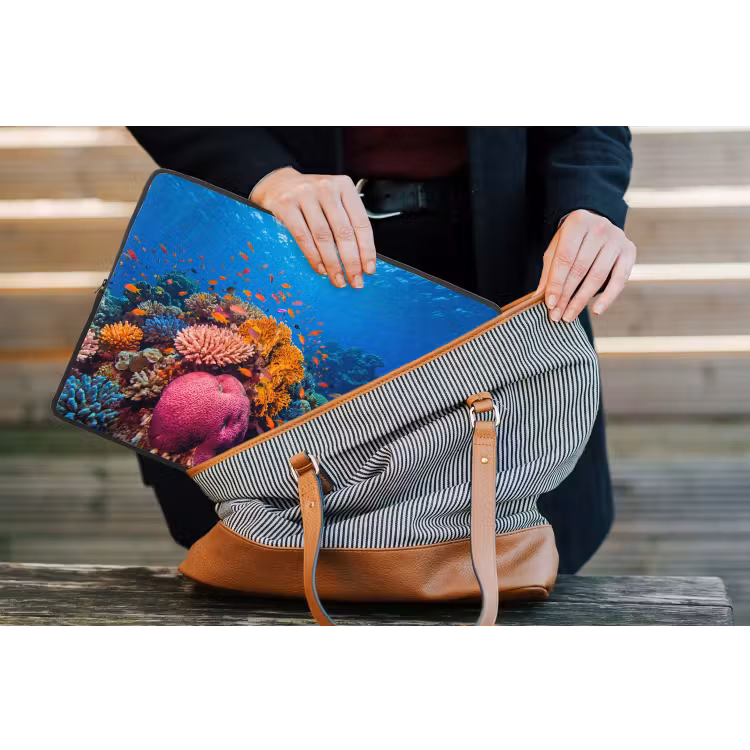 Koraal - Vissen - Oceaan - Natuur - Kleurrijk laptophoes neopreen klein -tas