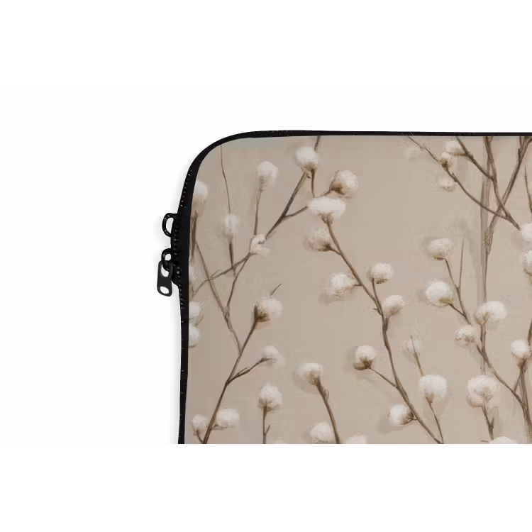 Katoen - Natuur - Taupe laptophoes neopreen klein 279 -detail