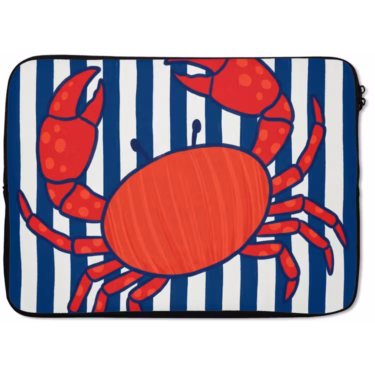 Krab - Strepen - Zeeleven - Illustratie - Rood laptophoes neopreen klein -zkaufland3dotto