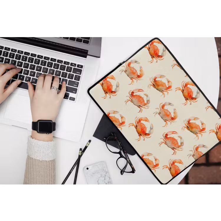 Krabben - Patroon - Oranje laptophoes neopreen klein 279 -bureau