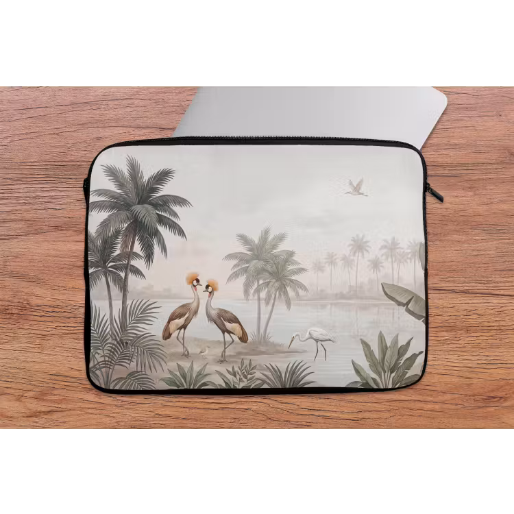 Kraanvogels - Palmbomen - Tropisch laptophoes neopreen klein -tafel