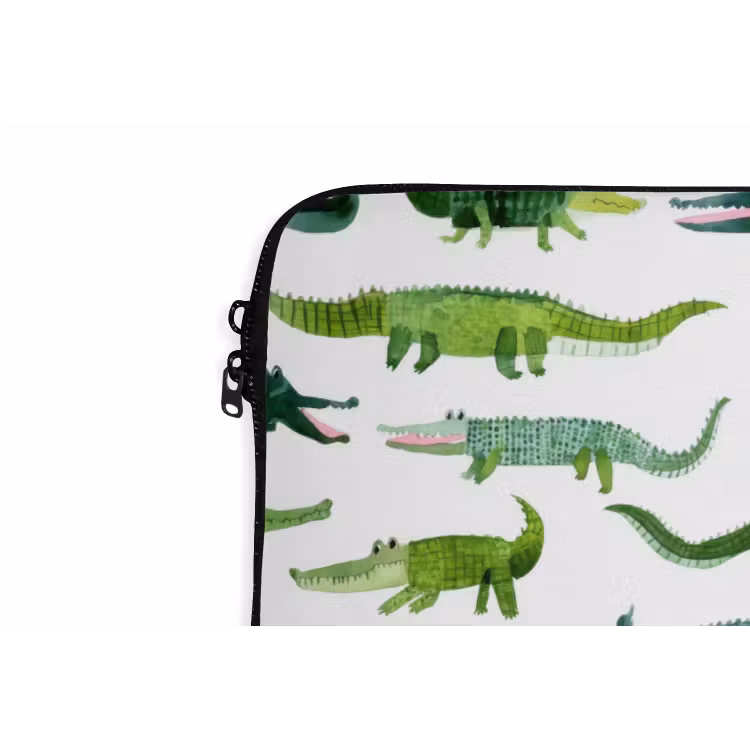 krokodillen - Speels - Groen laptophoes neopreen klein 279 -detail