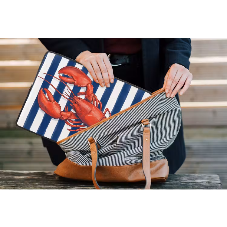 Schaaldier - Kreeft - Marine - Illustratie - Rood laptophoes neopreen klein -tas