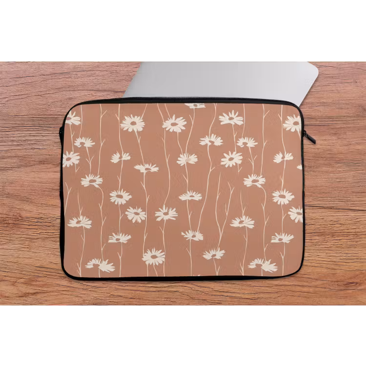 Madeliefjes - Subtiel - Terracotta laptophoes neopreen klein 279 -tafel