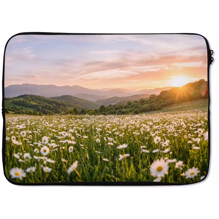 Madelief - Veld - Heuvels - Groen laptophoes neopreen klein -zkaufland3dotto